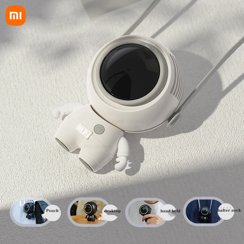 

Xiaomi Usb Small Fan Hanging Neck Handheld Lazy Mini Leafless Spaceman Small Fan Portable Lanyard Gift for Outdoor Sports Travel