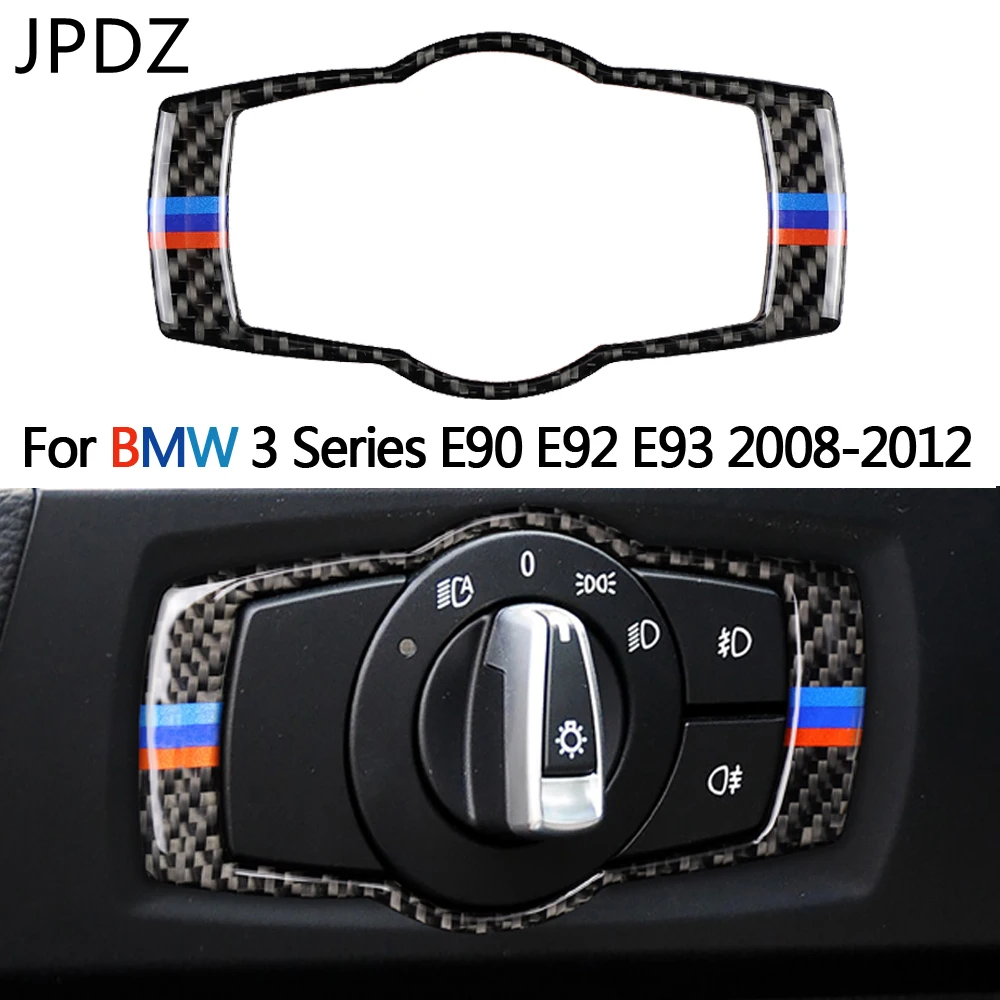 

Рамка переключателя автомобильной фары, отделка из настоящего углеродного волокна для BMW 3 серии E90 E92 E93 2008-2012, отделка крышки автомобильного...