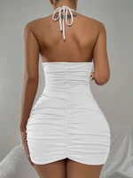 y2kelegant square neck ribbed white neck sexy dress female side double body dress long sleeve fashion mini skirt basic
