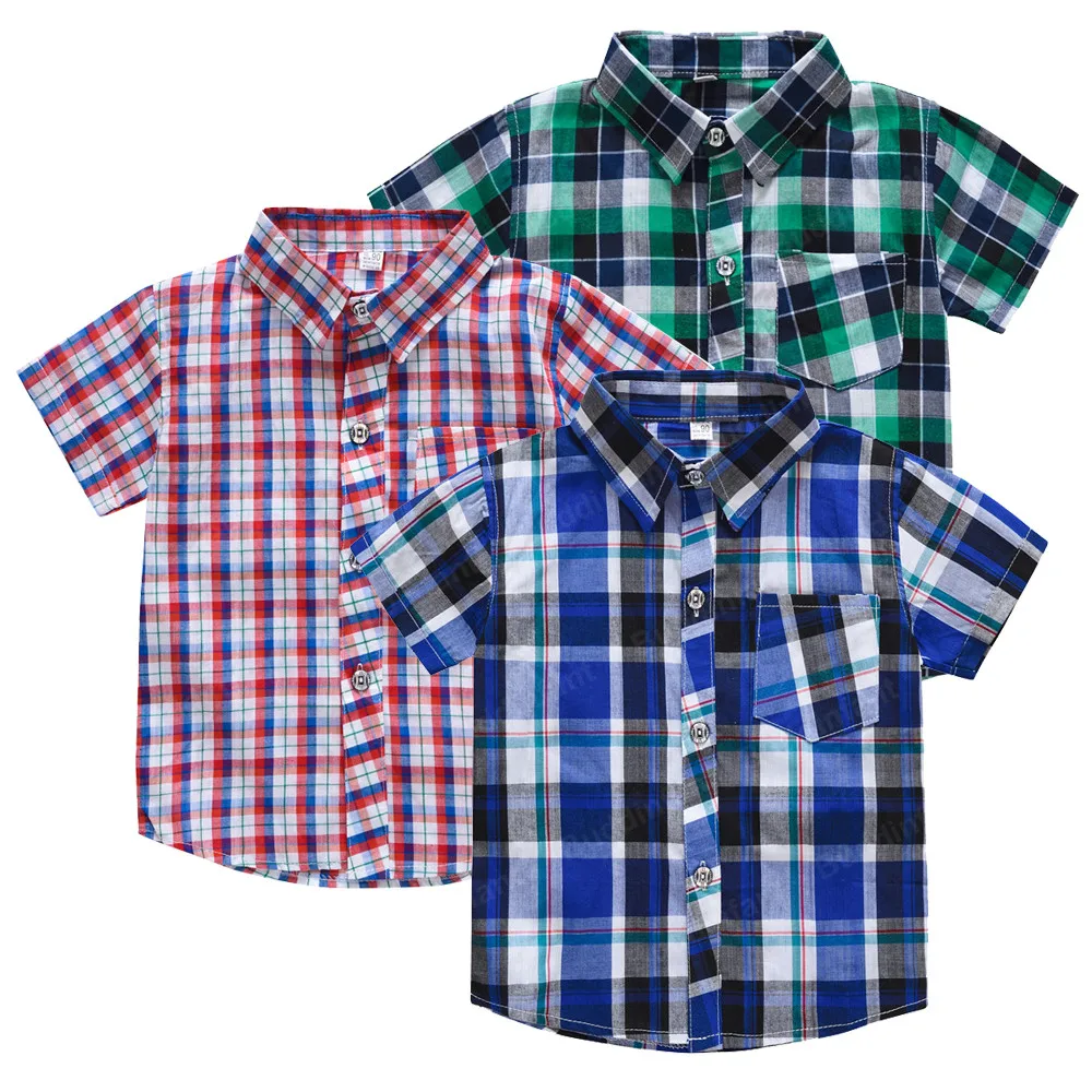 

Plaid Boys Shirt Kids Summer Clothing Toddler Children School Tops 5/6/8 Years Camisa Xadrez Infantil Blusa Menino Bluzlar New