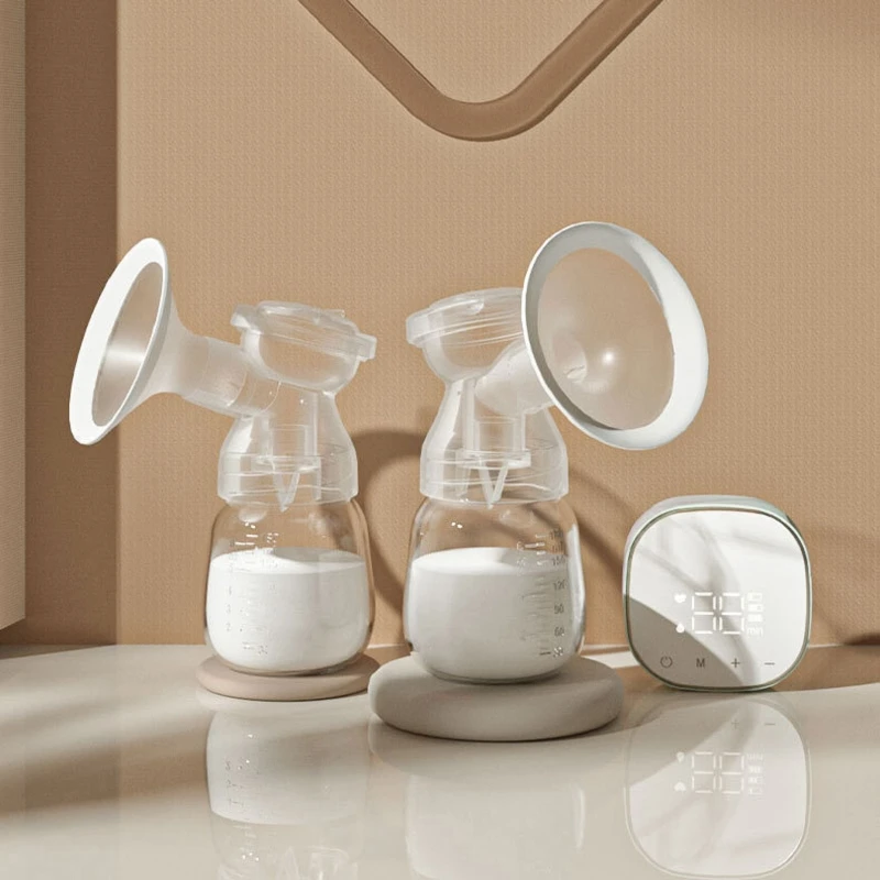 

Double Electric Breast Pump Breast Feeding Pain Free Stepless knob LED Screen Display Strong Suction Power Rechargeable