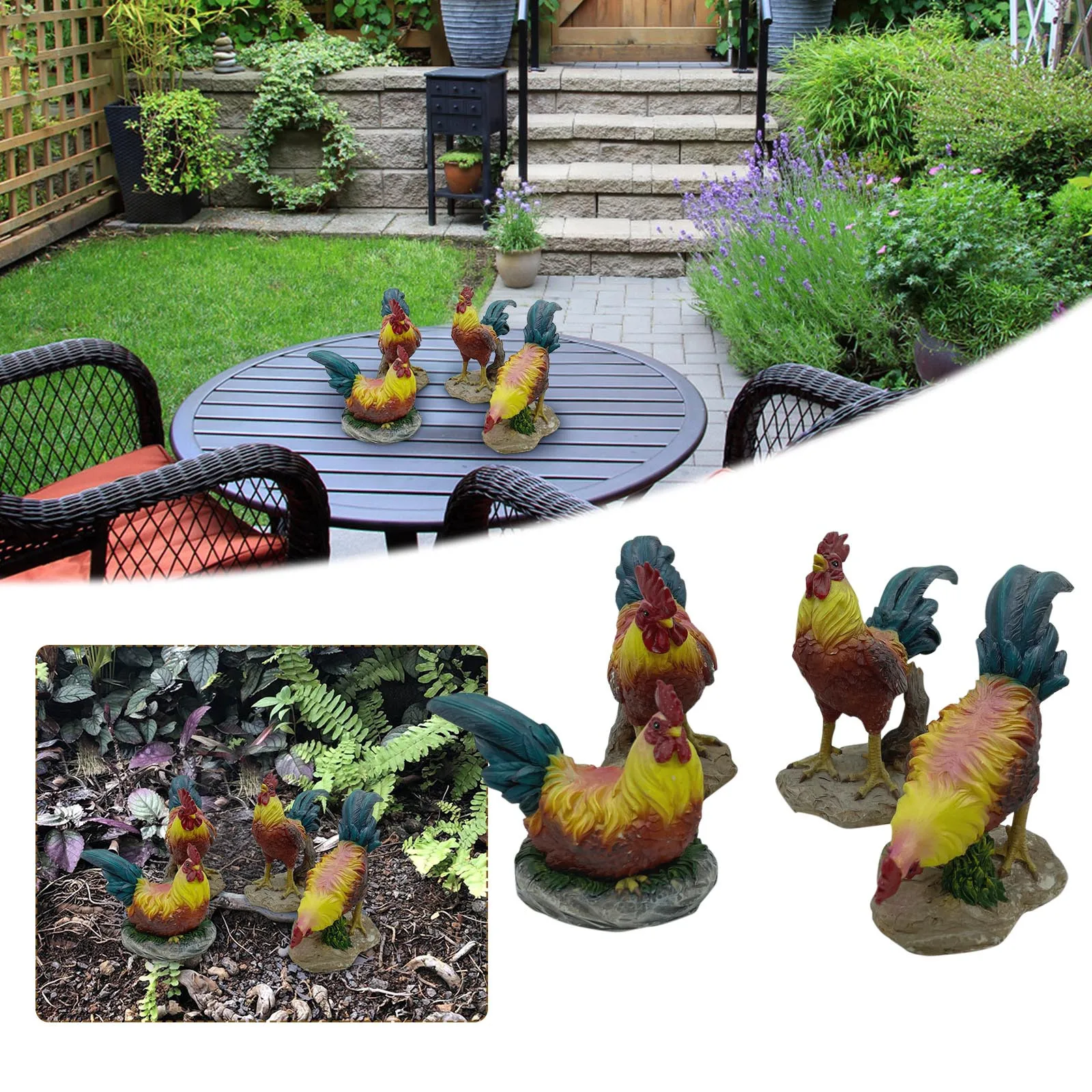 

Go Away Gnome Creative Simulation Rooster Ornaments Multipose Garden Courtyard Home Interior Decoration
