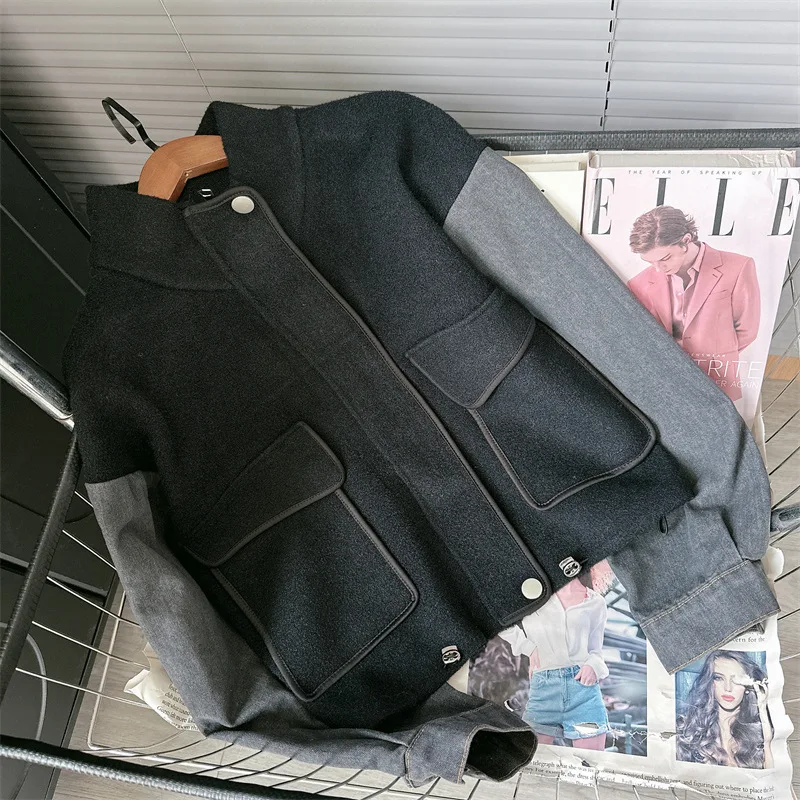 [ZOCI] 2024 Ковбойский лоскутный свитер с капюшоном на осень и зиму новая корейская