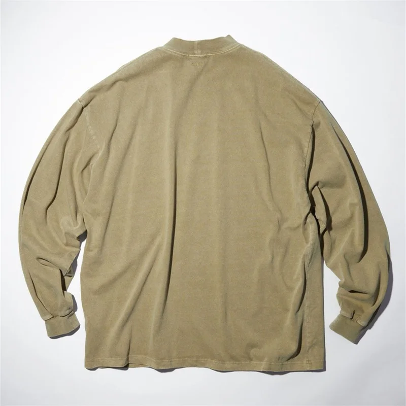 

23AW NECK NAUTICA HIGH Heavyweight Wash Wax Printing Half High Neck Long Sleeve T-shirt