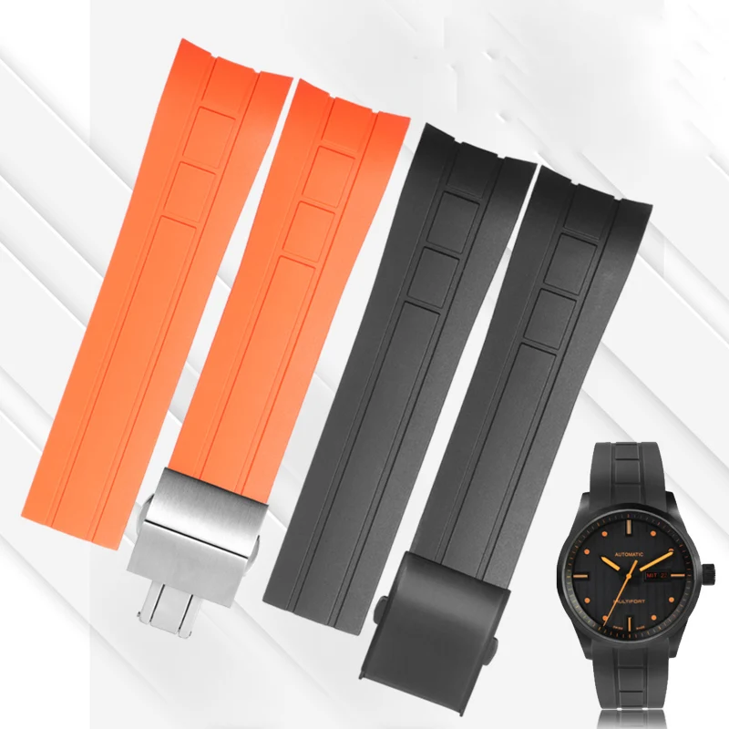 Arc Mouth High-Quality Rubber Watch Band For Citizen Air Eagle / Mido Helmsman M005 Sao Orange Men's Watch Strap 22mm 23mm
