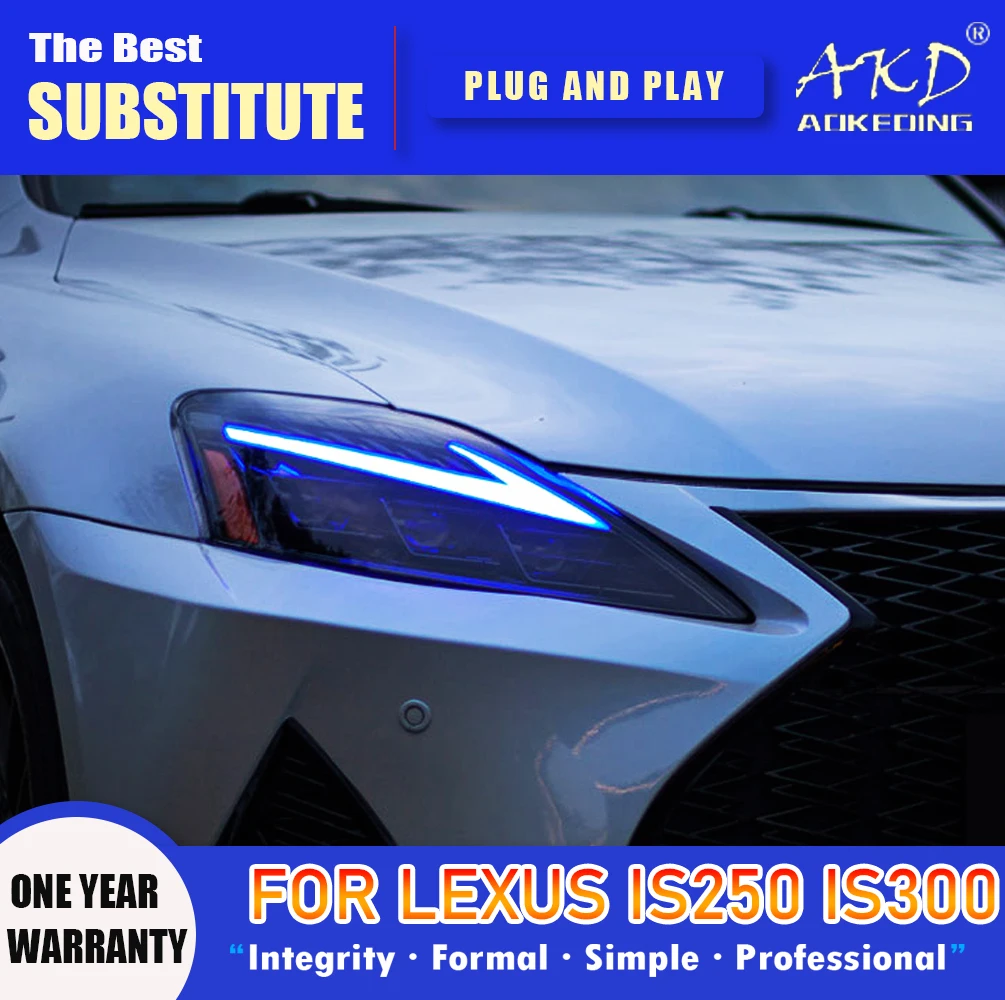 Налобный фонарь AKD для Lexus is250 светодиодные фары 2006-2012 is300 is350 DRL сигнал поворота