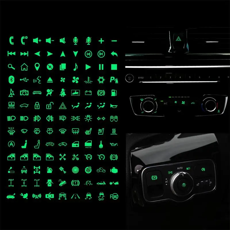 

Car Button Luminous Sticker Green Fluorescent Paper Modified General PET Waterproof Wear-resistant Light-emitting Switch Car Sti