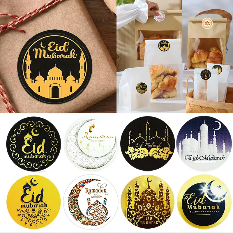 

10 Sheets Eid Mubarak Paper Sticker Ramadan Decoration Candy Cookies Gift Lable Seal Sticker Islamic Muslim Eid Al-fitr Supplies