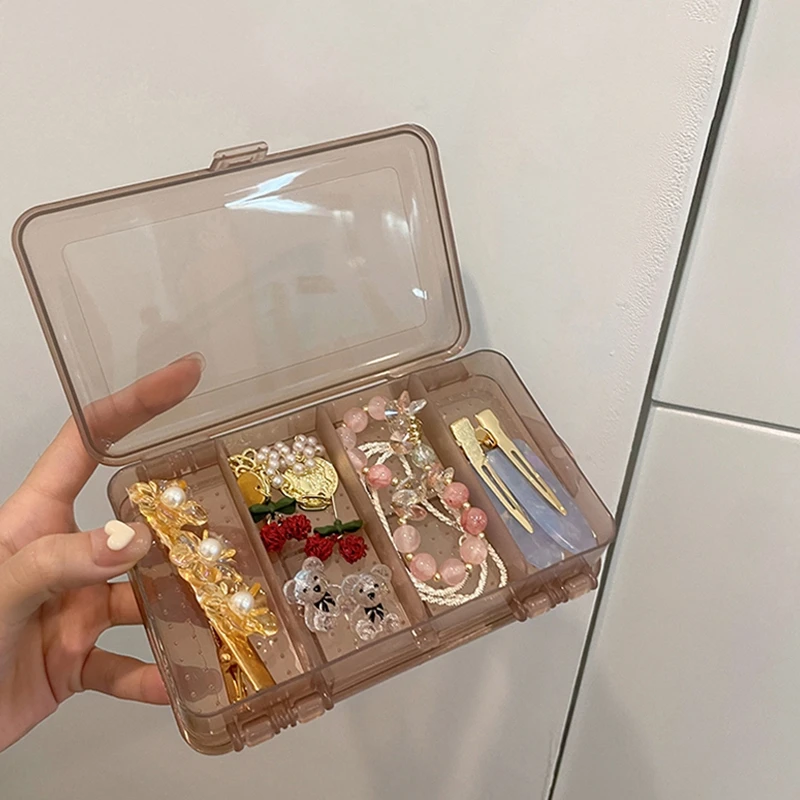 Transparent Beads Jewelry Organizer Portable Earring Jewelry Box Hair Accessories Storage Boxes Home Small Parts Organizer