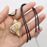 2pcs natural shell white conch pendants necklaces long rope chain shell charms for women jewelry necklaces crafts ornaments