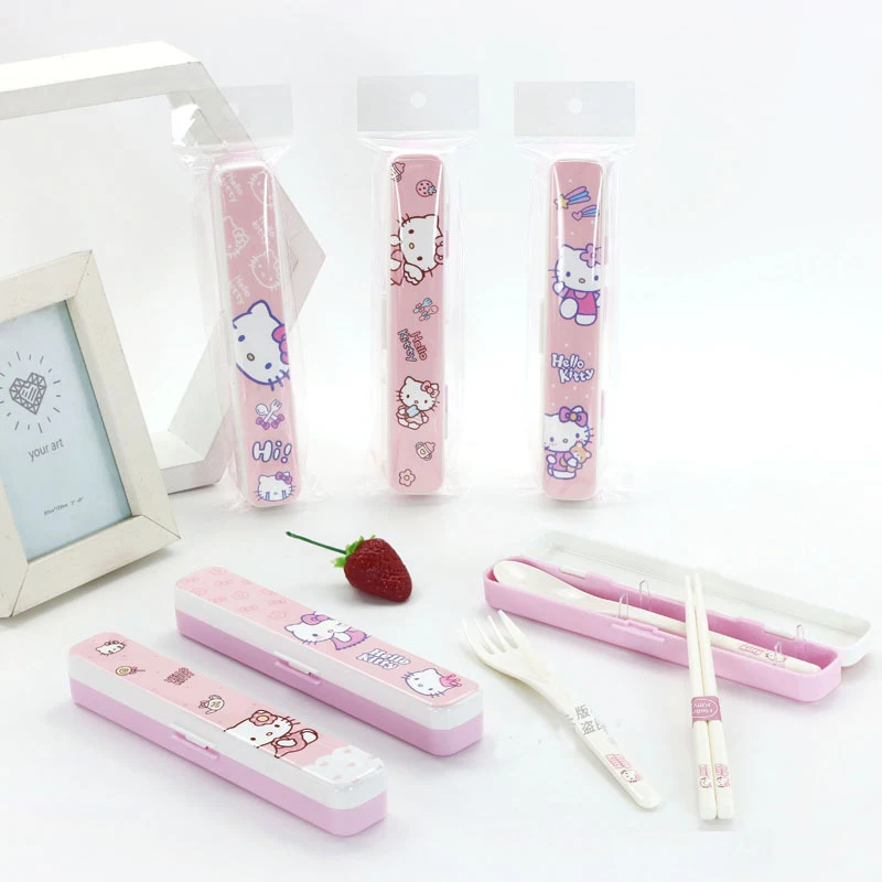 Sanrio Hello Kitty дорожный портативный набор столовых приборов из АБС-полимера вилочный