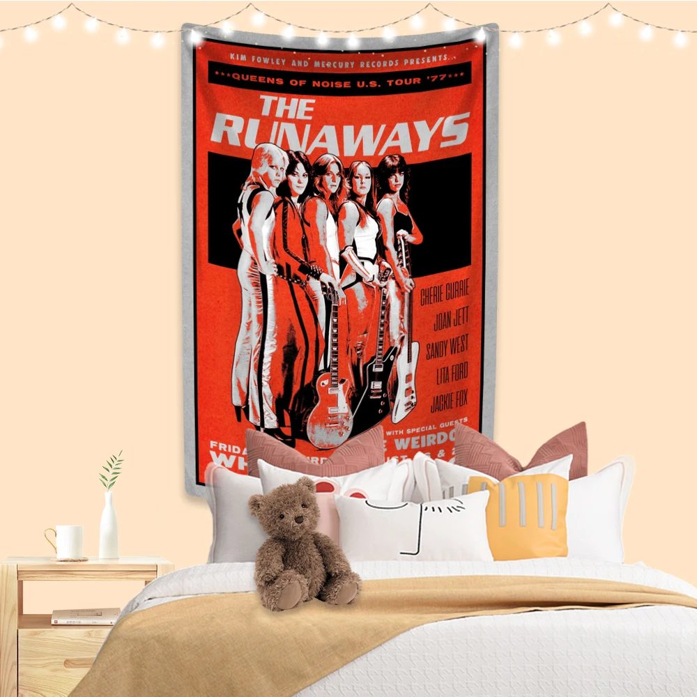 70s девушка рок-группа гобелен Runaway Печатный винтажный настенный постер Dorm спальня