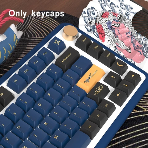 Blue Samurai Red Samurai PBT Keycaps Cherry Profile for GMK Mechanical Keyboard