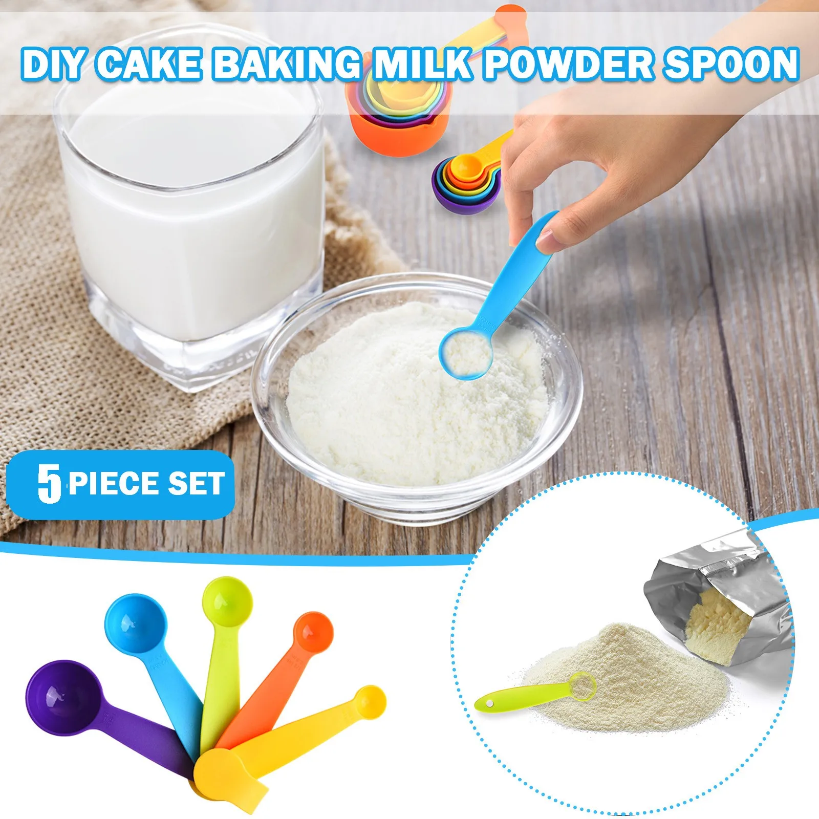 

Rainbow Measuring Cup 5 Piece Set Gram Weighing Spoon Scale Measuring Coffee Roasting Tool Spoon Colorful Seasoning Spoon