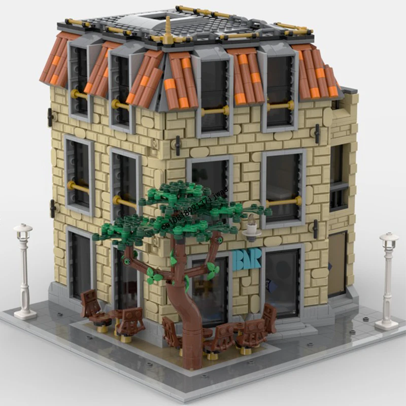 Новый город хит продаж вид на улицу Moc модульная современная угловая модель Oldtown