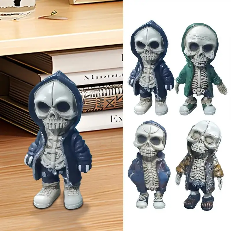 

Cool Skeleton Figurines Non Fading Halloween Skeletons Doll Portable Spooky Miniature Decoration For Party Desk Home Offices
