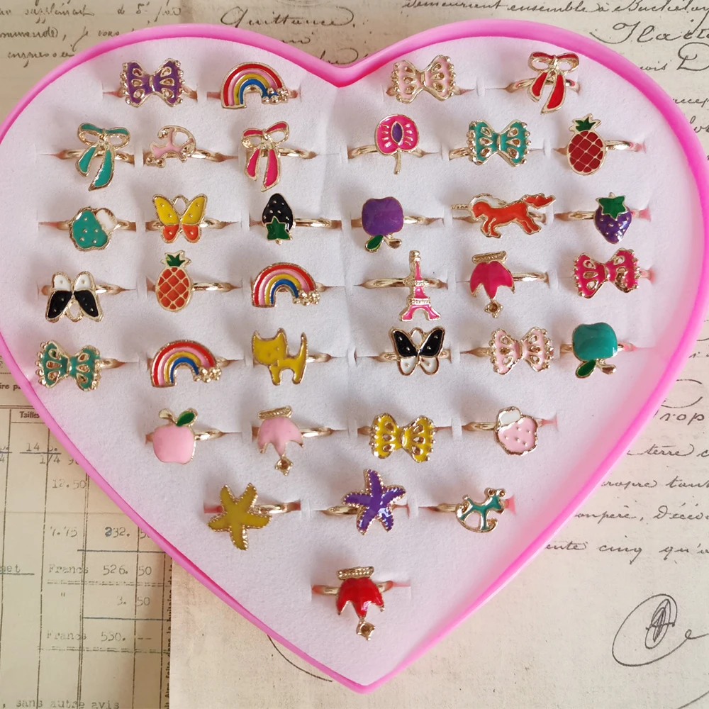 12/36 шт., Детские Регулируемые кольца с бантом