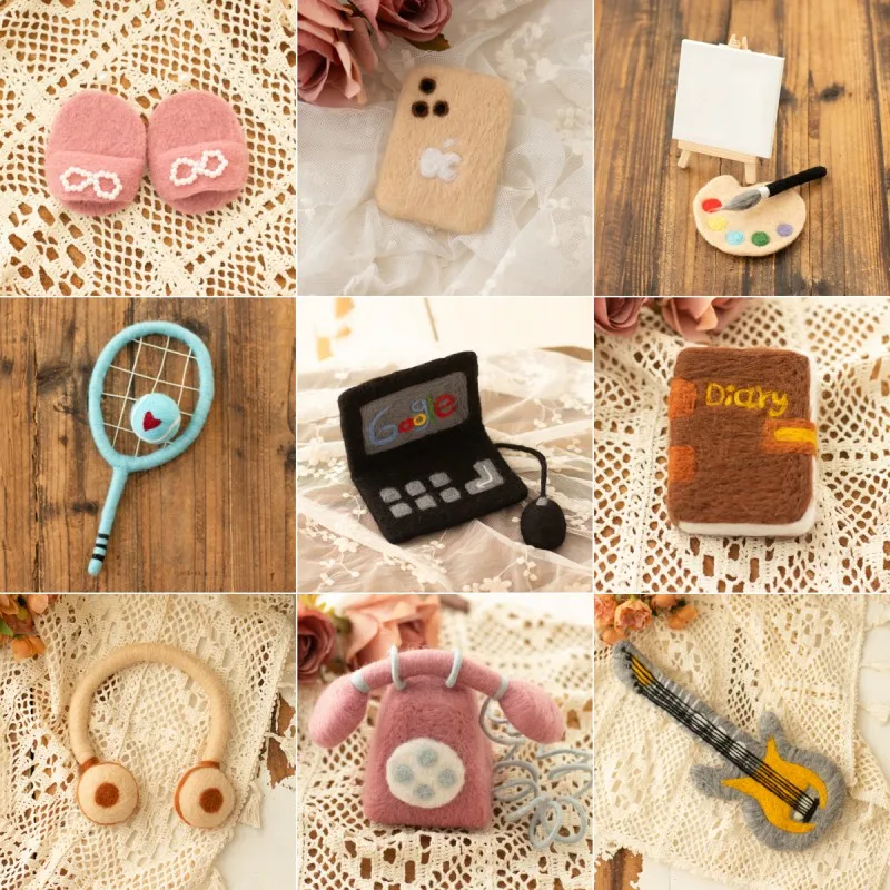 Newborn Baby Photography Props  Handmade Wool Mini Doctor Books Telephone Computer  Decorations for Studio Shoots Photo Props