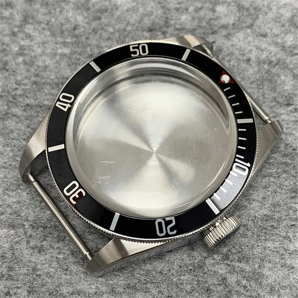 41mm Stainless Steel Watch Case, Aluminum Ring Mineral Glass Solid Bottom Cover 5ATM Waterproof Case for NH35 NH36 Movement