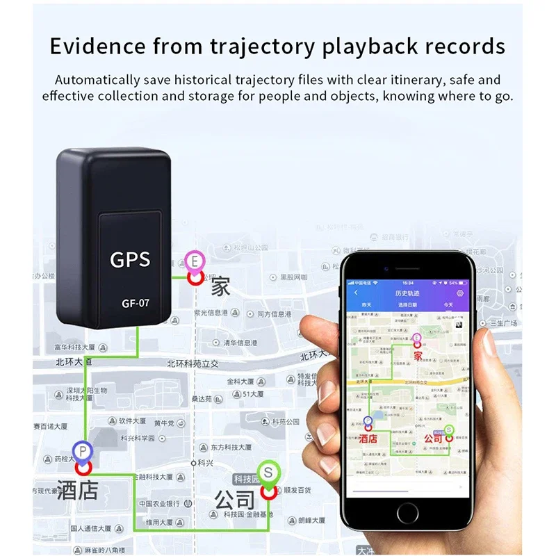 Фото Автомобильный GPS мини-трекер GF-07 отслеживание в реальном времени противоугонный локатор с сильным магнитным креплением SIM-сообщение позиционер №4