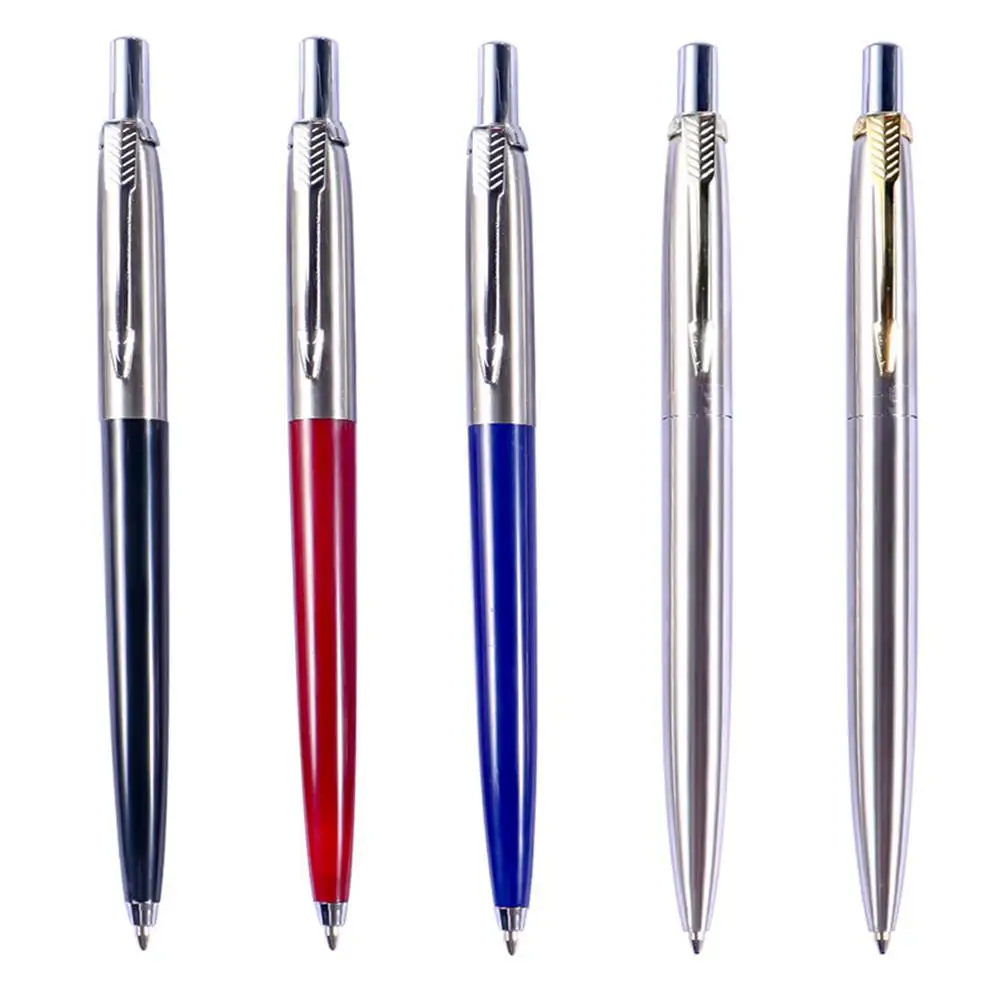 

Metal Ballpoint Pen Press Style Business Students Gift Pens Automatic Rollerball Pen Blue Ink Office Ball-Point Pen With Refill