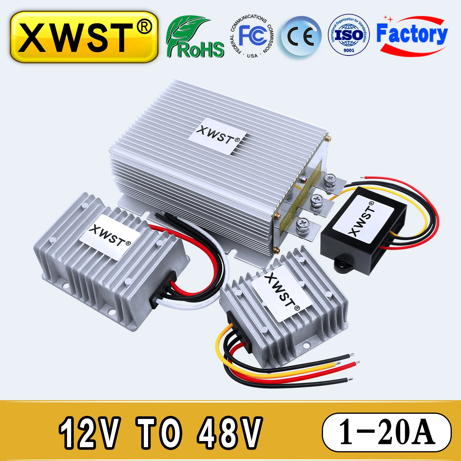 XWST Waterproof DC Converter 12V to 48V 1-20A Boost Voltage Regulators Transformer Module Car Power Supply Inverter CE RoHS |