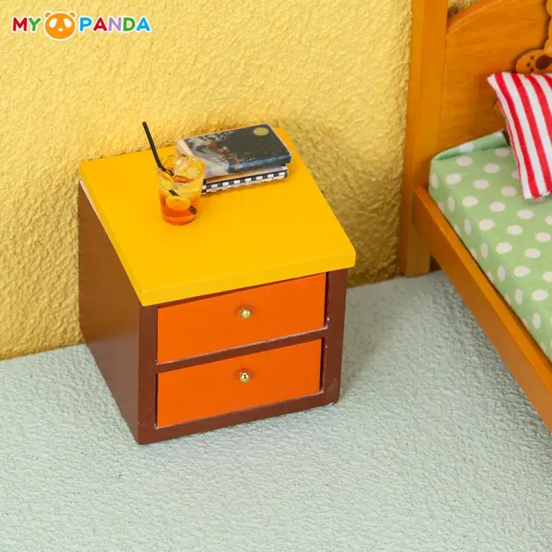 

1:12 Dollhouse Miniature Handmade Wooden Nightstand Sideboard Storage Box Drawer Cabinet Furniture Model Home Decor Toy