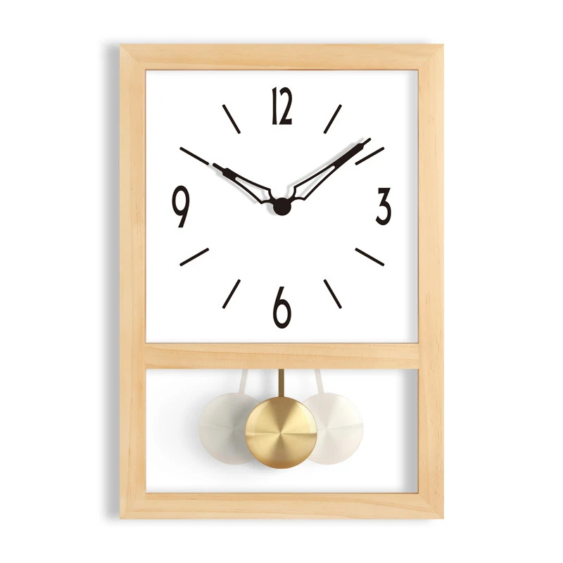 

Ubaro Wooden Pendulum Clock Japanese Retro Style Rectangle Design Bedroom Office Decoration 16 Inch Home Mechanism Timepiece