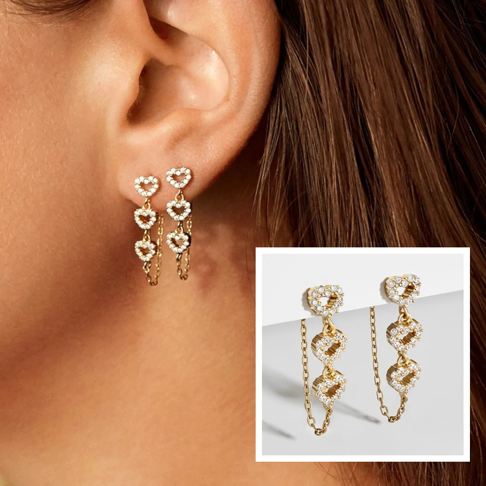 

Diamond Love Chain Dangle Earrings Fashionable and Versatile Earrings Female Jewelry Girl Gift Earrings Set Tassel Earrings