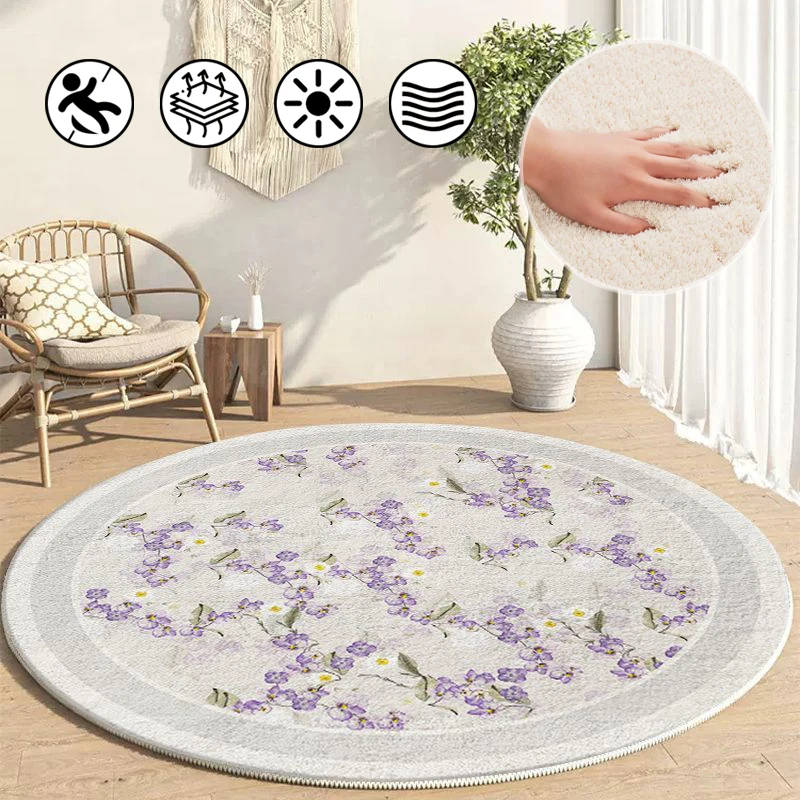

Light luxury European simple gradient style round carpets for living room bedroom dressing table decorative rug