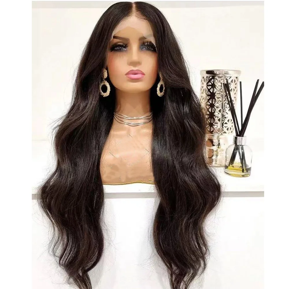 

Синтетический парик на сетке спереди, длинные волнистые волосы для чернокожих женщин, предварительно выщипанные бесклеевые термостойкие в...