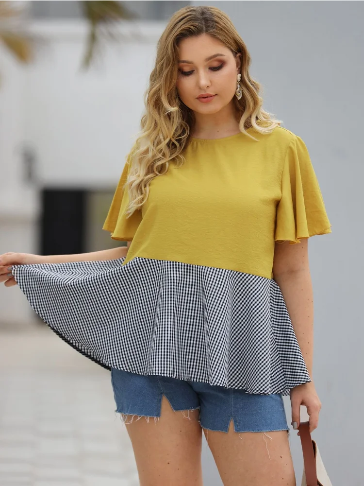 The new plus-size women's new explosive loose women's short-sleeved shirt top plus size tops for women