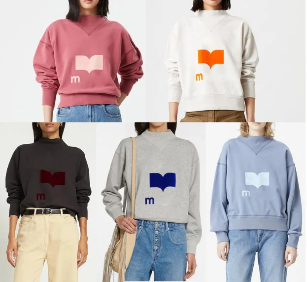 

2022 autumn all-match letter flocking print sports wind half turtleneck top women's long-sleeved loose terry sweater