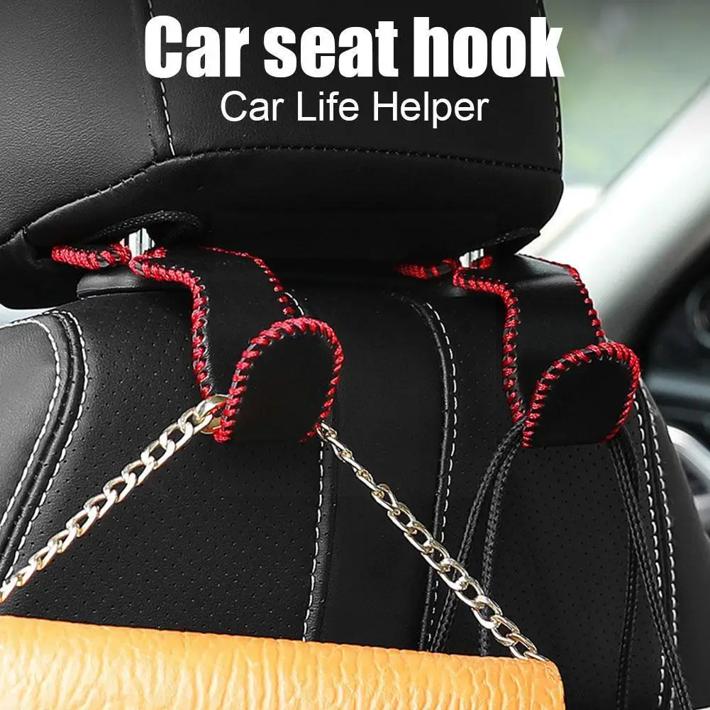 

Universal Auto Seat Headrest Hook Storage Hanger Pu Seat Car Back Car Interior Vehicle Organizer Holder Accessories Leather C5L6