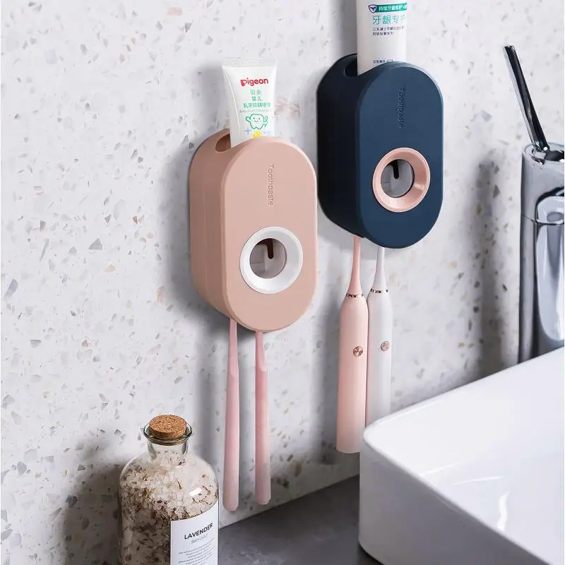 

Wall Suction Toothpaste Squeezer Adhesive Automatic Toothpaste Squeezer Set Wall-mounted Toothpaste Holder Toothbrush Rack
