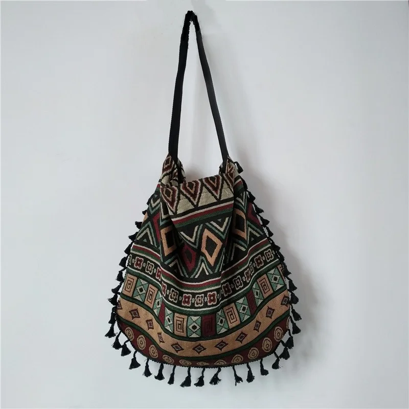 

New Vintage Bohemian Fringe Shoulder Bag Women Tassel Hippie Gypsy Fringed Women's Handbags Open Bags