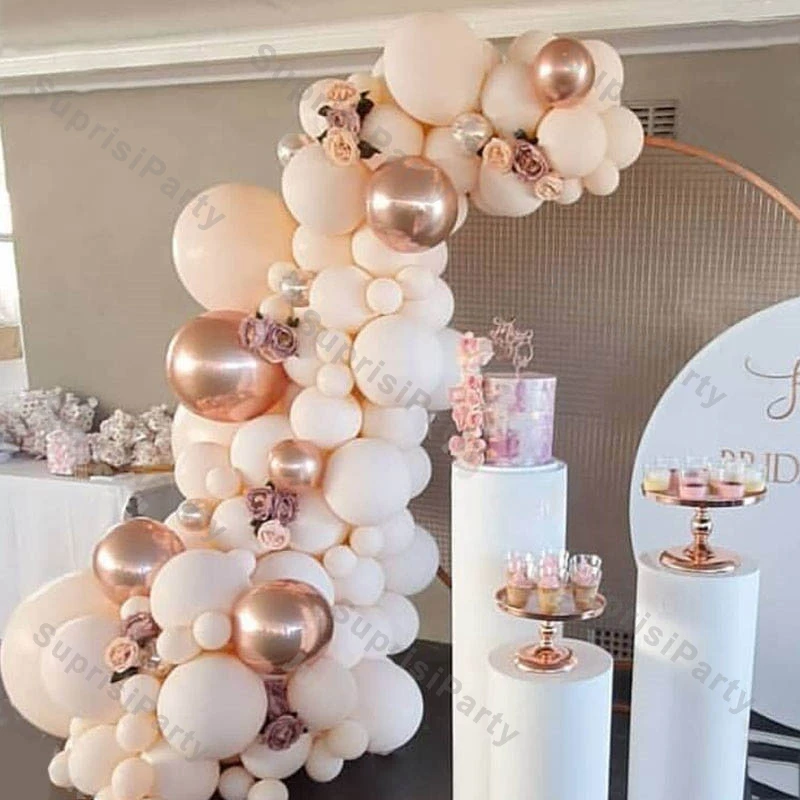 

Doubled Nude Blush Balloons Arch Garland Wedding Decoration Chrome Rose Gold Cream Peach Ballon Baby Shower Birthday Party Decor