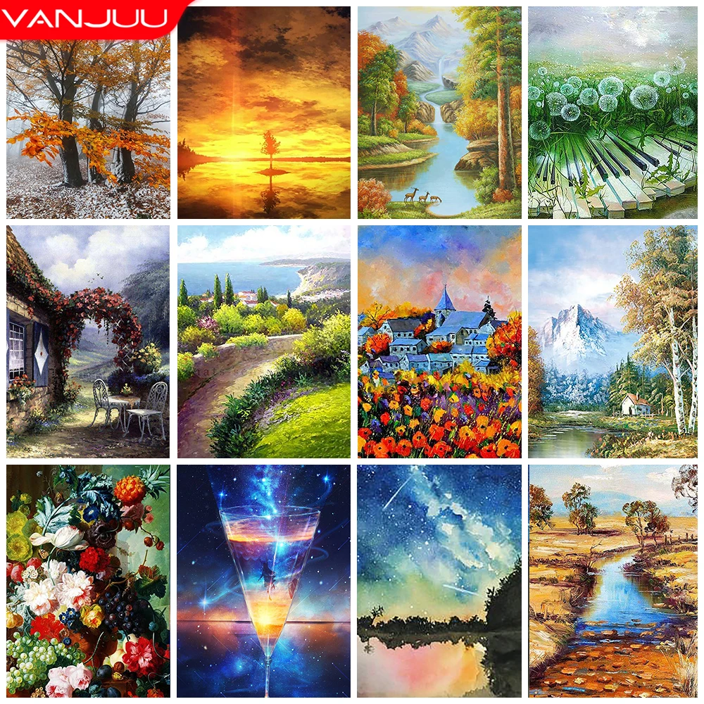 

Алмазная вышивка с Луной, дерево, закат, алмазная живопись, пейзаж, картина стразы, мозаика, наборы для вышивки крестиком, настенное искусств...