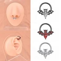piercing jewelry bat design nose ring nose clip spiral earrings ear tragus cartilage nose ring stainless steel septum clicker