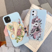 snake flower snake painting phone case soft solid color for iphone 11 12 13 mini pro xs max 8 7 6 6s plus x xr