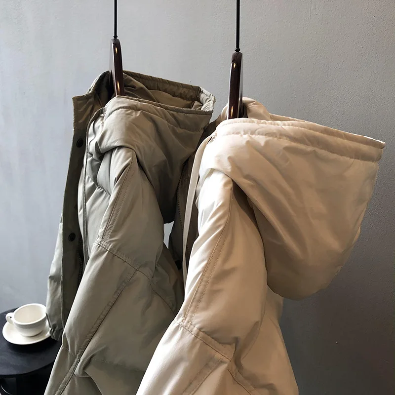 Hundreds of Hooded Cotton Jacket Women's Winter New Solid Colour Down Jacket Students Thickened Warm Bread Clothes Jacket