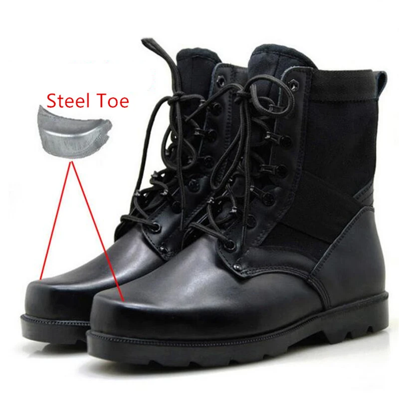 

Steel Toe Men Combat Ankle Boots Sheep Fur Winter Snow Boots Male Work Safety Shoes Mens Military Tactical Army Boots Unisex