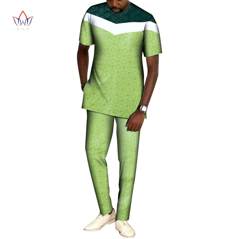 Bintarealwax Newest Style African Men Clothes 2021 Dashiki Plus Size Men Suit Fashion Traditional African Clothing WYN1486