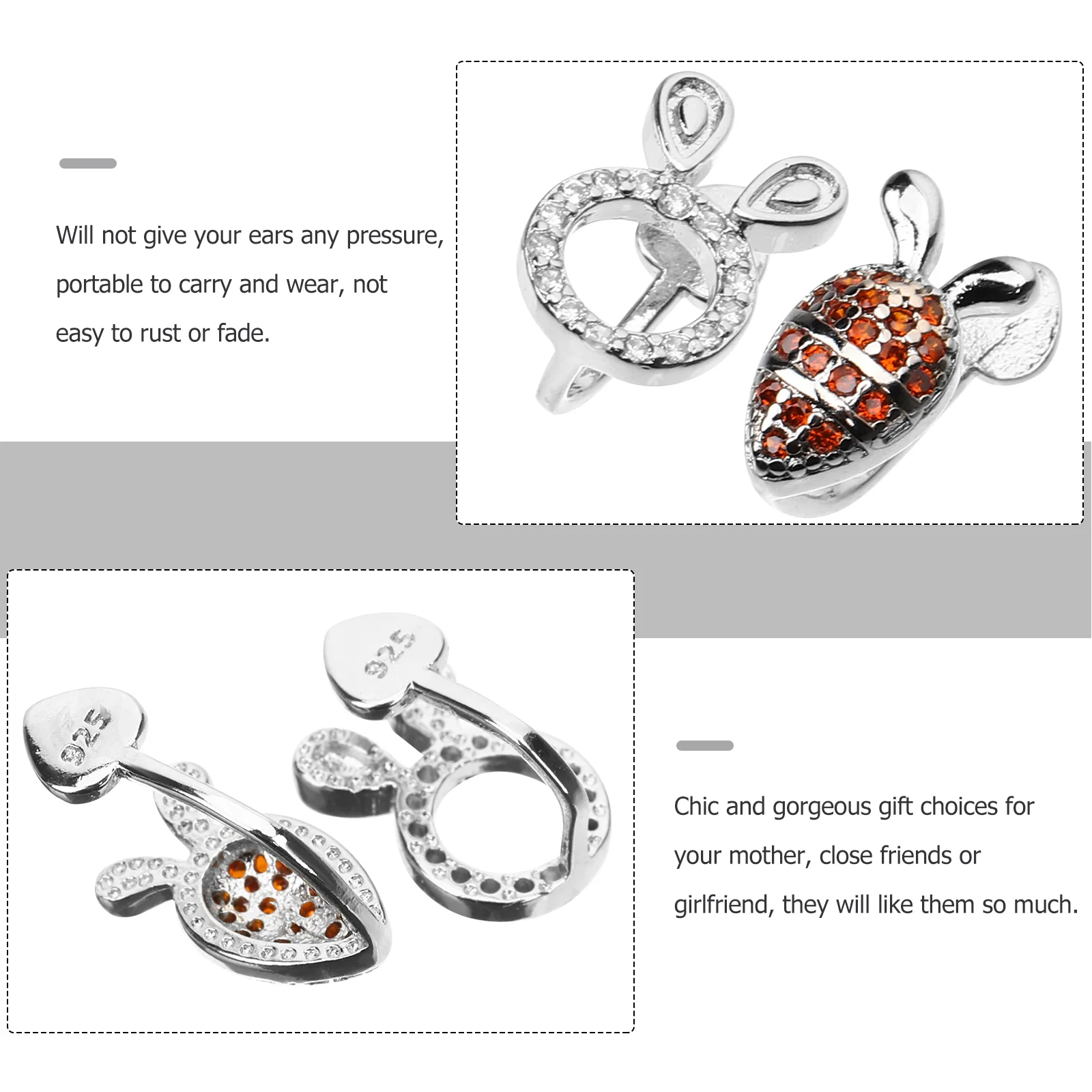 Серьги-гвоздики в виде кролика для девочек женские милые асимметричные стразы с