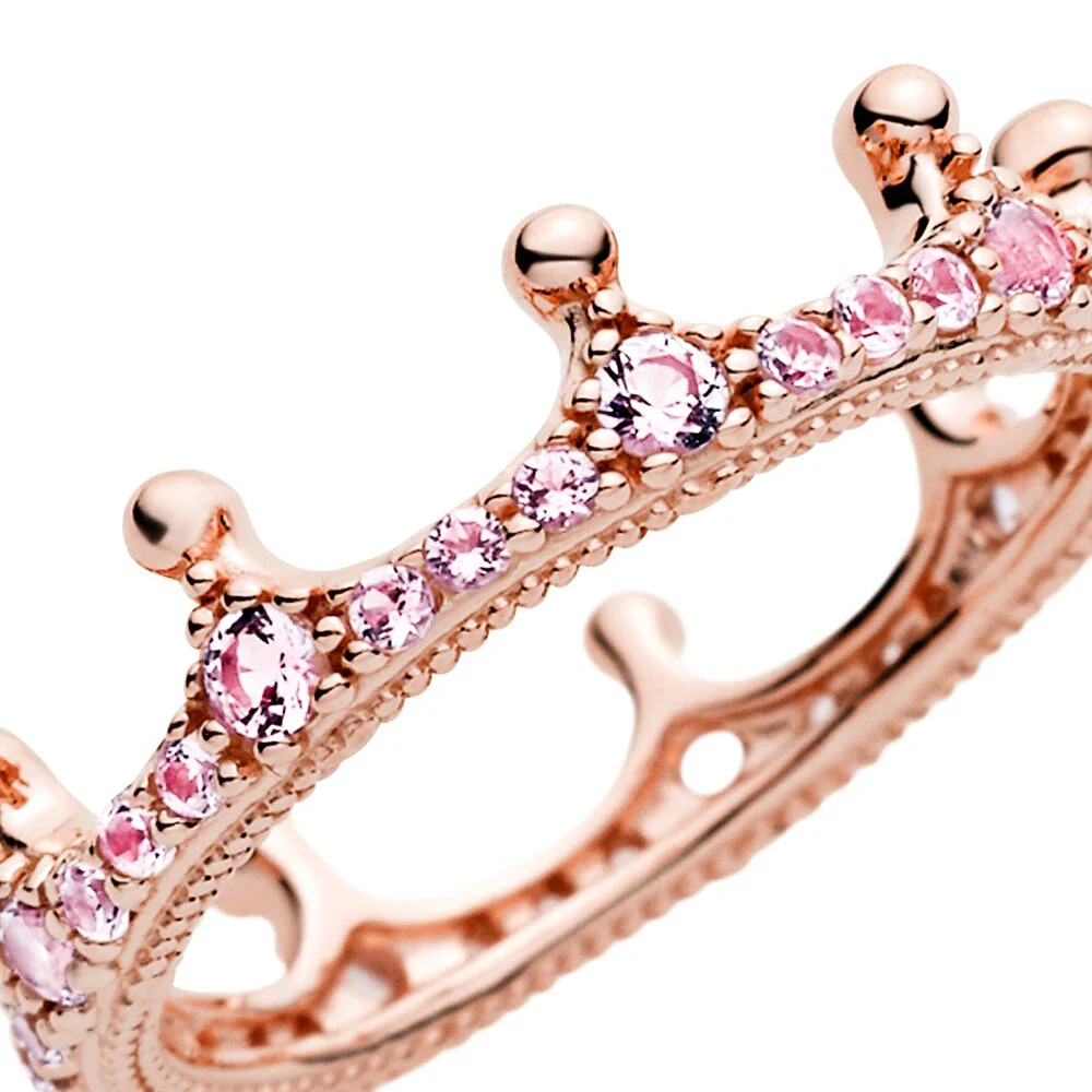 Pandora-Bague Couronne de Rotterdam en Argent 925 Clair pour Femme, Romantique, Élégante, Proposition de Mariage, Cadeau de Bijoux DIY