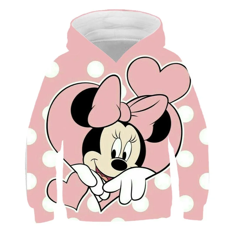 

Children's Mickey Mouse Hoodies Clothing Spring And Autumn Girls Long Sleeve Sweatshirts Disney Series Hooded Tops 1-14 Yrs Old