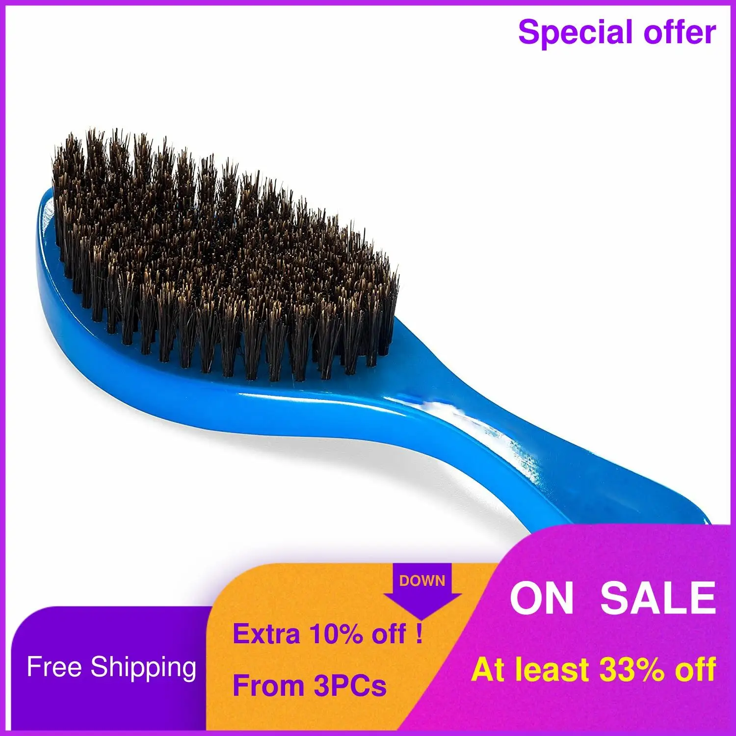 

Щетка для волос, с синей волной, Антистатическая, с деревянной ручкой