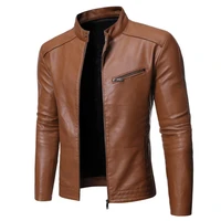 mens motorcycle jacket stand collar versatile personality mens washed leather jacket