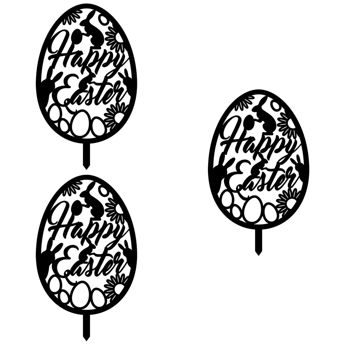 

3pcs Easter Egg Decoration Easter Egg Stake Festival Easter Yard Sign with Stake