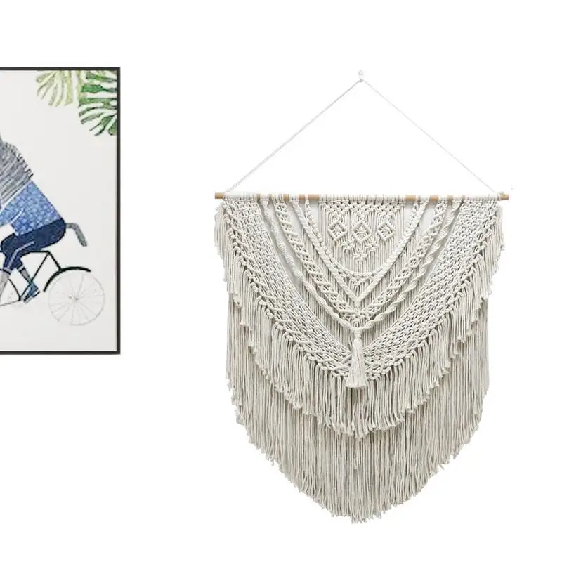 

Макраме настенный гобелен шикарный хлопок ручной работы богемное искусство с длинной кисточкой макраме фон для стены Декор современного ф...